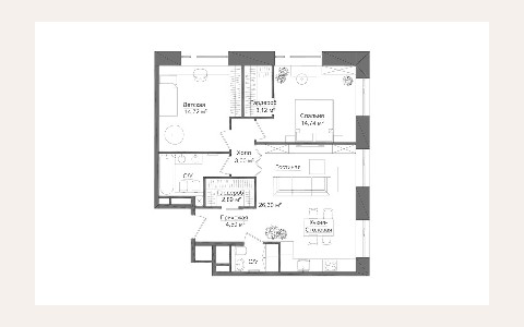 ЖК Долгоруковская 25: планировка 1