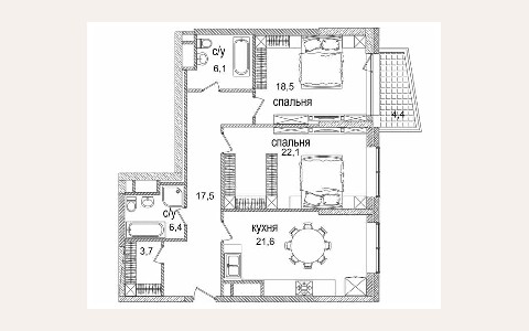 ЖК Долина Сетунь: планировка 3