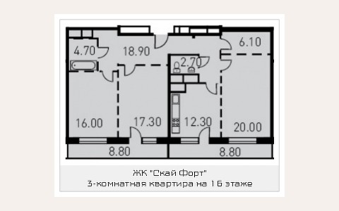 ЖК Sky Fort — планировка 3 ЖК Sky Fort: планировка 3